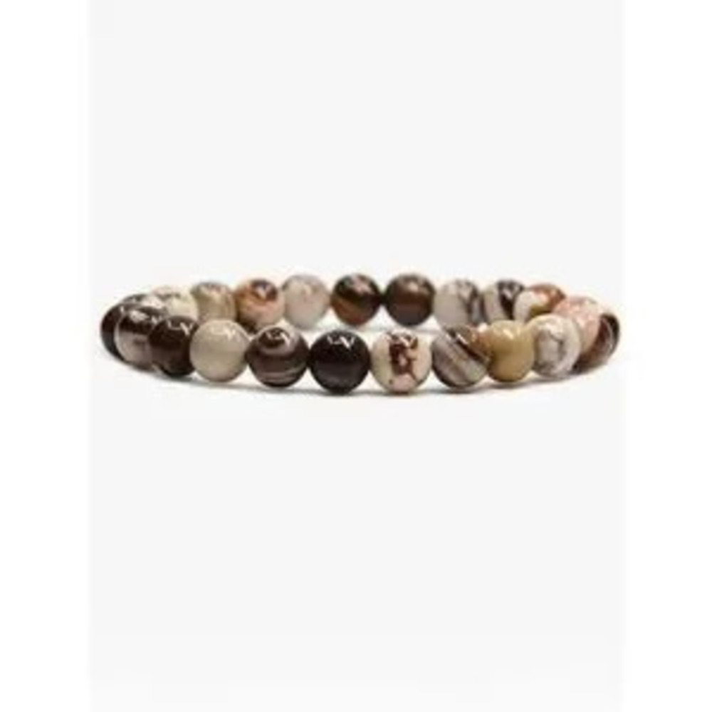 NEW?African Zebra Jasper 8mm Round Beads Stretch Crystal Bracelet
